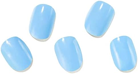 20Pcs Light Blue Solid Semi-Cured Gel Nail Wraps for DIY Manicures