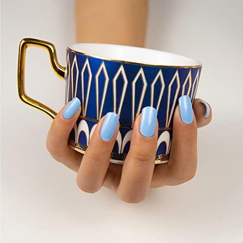 20Pcs Light Blue Solid Semi-Cured Gel Nail Wraps for DIY Manicures - Image 5