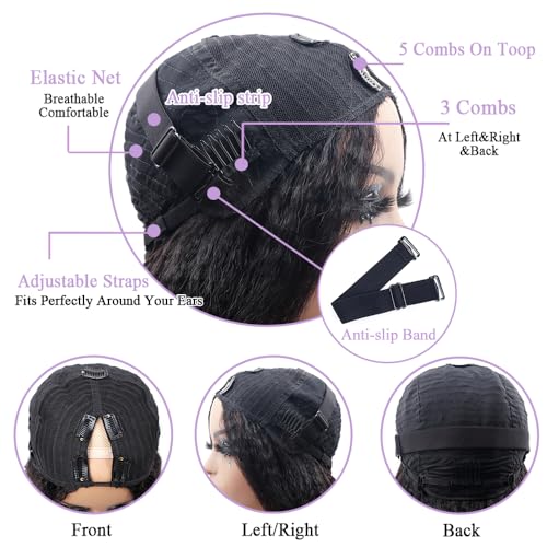 210% Density V Part Kinky Straight Wig Human Hair Beginer Friendly Gluless Updated U Part Wigs For Women V-Part Clip in Wigs No Leave Out V-shape Half Wigs Natural Color (24 Inch) - Image 5