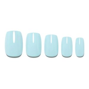 Fake Nail Triple-Layer Thick Kit: Press-on Nails Short Solid Color, Clossy Finsh, No Polish Needed, Salon Quality False Nails for DIY At-Home Manicures(Iced Water) Mothers Day Mom Gifts