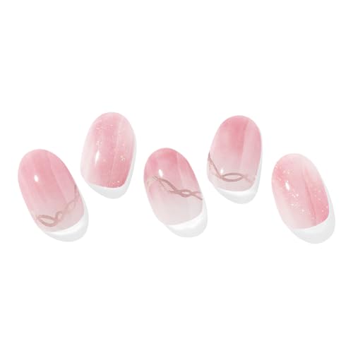 ohora Semi Cured Gel Nail Strips (N Rosy Dew) - Works with Any Nail Lamps, Salon-Quality, Long Lasting, Easy to Apply & Remove - Includes 2 Prep Pads, Nail File & Wooden Stick