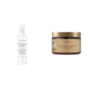 SheaMoisture Leave-in Conditioner Treatment for All Hair Types 100% Extra Virgin Coconut Oil Silicone Free Conditioner 8 oz & Intensive Hydration Hair Masque Manuka Honey & Mafura Oil For Dry