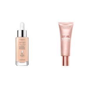 L'Oréal Paris True Match Serum Foundation 1 oz + Lumi Glotion 1.7 oz Illuminator Bundle