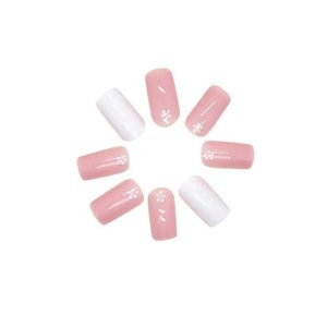 Press On Nails Square Semi-Transparent Thin Nail Tips Glossy Finish Reusable Kit with Nails Glue Gel Stickers Cuticle wooden Stick 5 Accessories (Fuchsia)