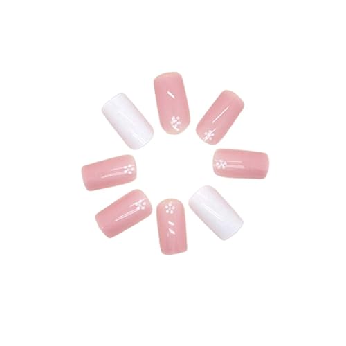 Press On Nails Square Semi-Transparent Thin Nail Tips Glossy Finish Reusable Kit with Nails Glue Gel Stickers Cuticle wooden Stick 5 Accessories (Fuchsia)