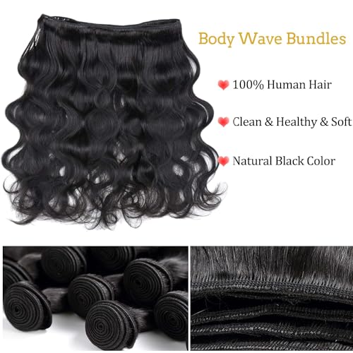 22 24 26 Inch Body Wave Bundles Human Hair Body Wave Bundles 10A Brazilian 100% Unprocessed Virgin Human Hair Wet and Wavy Bundles Double Weft Weave 3 Bundles Natural Black - Image 3