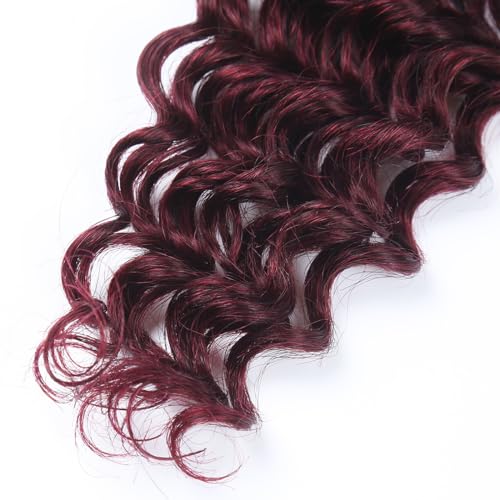 22 Inch Deep Wave Bulk Human Hair for Braiding 50g 1 Bundle Unprocessed Brazilian Virgin Hair Extensions Kinky Curly 99J - Image 5