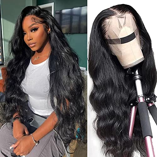 22 Inches 13X4 HD Transparent Lace Front Wigs Human Hair 200% Density Body Wave Lace Front Wigs for Black Women Human Hair Glueless Wigs Pre Plucked with Baby Hair Natural Hairline