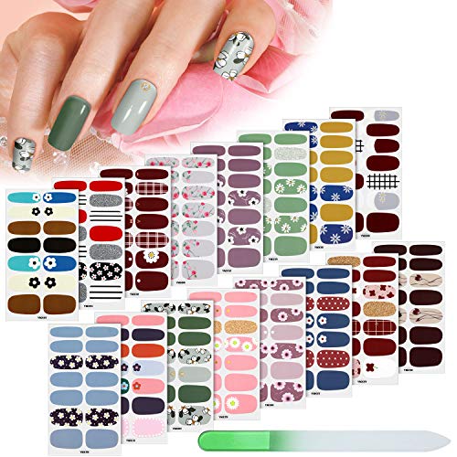 Floral Design 224pc Self-Adhesive Nail Polish Wraps Kit with Nail File