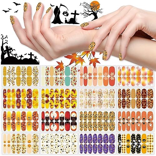 224 Piece Halloween Nail Polish Strips Kit for Women and Girls with Nail File