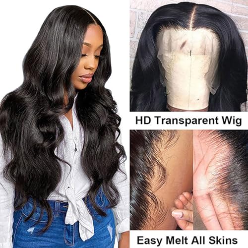 22inch Body Wave 13x4 Lace Front Wigs Human Hair 180 Density HD Lace Frontal Wig Body Wave Lace Front Wigs for Black Women 100% Human Hair HD Transparent Frontal Glueless Wig - Image 5