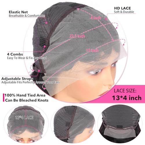 22inch Body Wave 13x4 Lace Front Wigs Human Hair 180 Density HD Lace Frontal Wig Body Wave Lace Front Wigs for Black Women 100% Human Hair HD Transparent Frontal Glueless Wig - Image 4