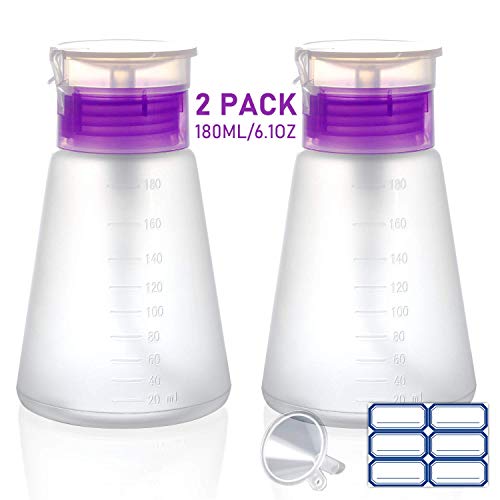 2/3 Pack-Acetone Bottle Push Down Pump Dispenser-Lockable Alcohol Pump Dispenser Bottle -Nail Polish Remover Pump Bottle 100/180 ML-Liquid Dispenser Pump Bottle (2 * 180ml Purple) - Image 7