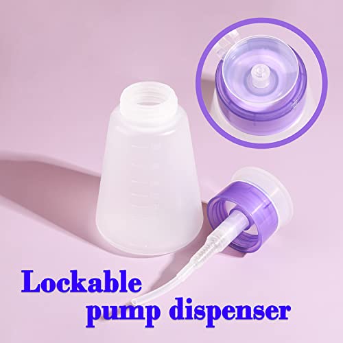 2/3 Pack-Acetone Bottle Push Down Pump Dispenser-Lockable Alcohol Pump Dispenser Bottle -Nail Polish Remover Pump Bottle 100/180 ML-Liquid Dispenser Pump Bottle (2 * 180ml Purple) - Image 6