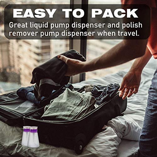 2/3 Pack-Acetone Bottle Push Down Pump Dispenser-Lockable Alcohol Pump Dispenser Bottle -Nail Polish Remover Pump Bottle 100/180 ML-Liquid Dispenser Pump Bottle (2 * 180ml Purple) - Image 5