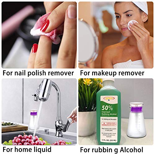 2/3 Pack-Acetone Bottle Push Down Pump Dispenser-Lockable Alcohol Pump Dispenser Bottle -Nail Polish Remover Pump Bottle 100/180 ML-Liquid Dispenser Pump Bottle (2 * 180ml Purple) - Image 4