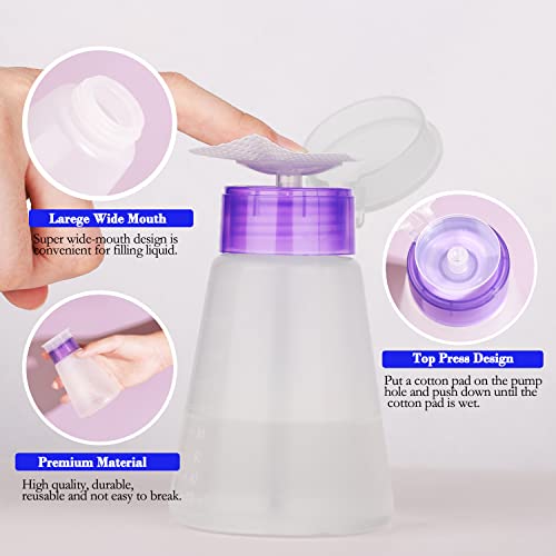 2/3 Pack-Acetone Bottle Push Down Pump Dispenser-Lockable Alcohol Pump Dispenser Bottle -Nail Polish Remover Pump Bottle 100/180 ML-Liquid Dispenser Pump Bottle (2 * 180ml Purple) - Image 3