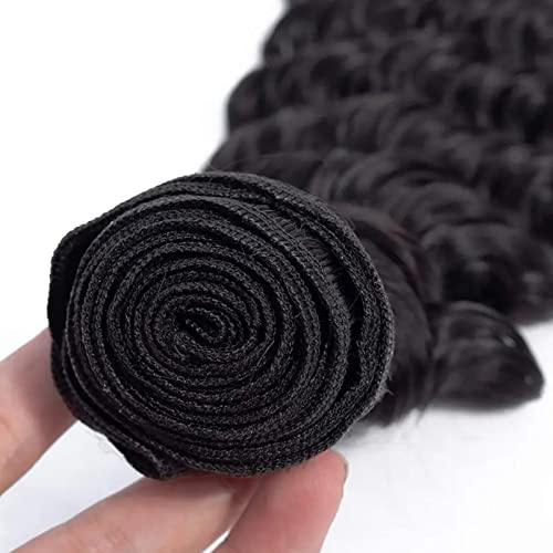 24 26 28 Inch Brazilian Deep Wave Human Hair Bundles Wet and Wavy Natural Black 3 Piece Set - Image 5