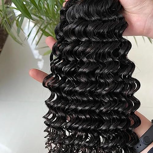 24 26 28 Inch Brazilian Deep Wave Human Hair Bundles Wet and Wavy Natural Black 3 Piece Set - Image 4