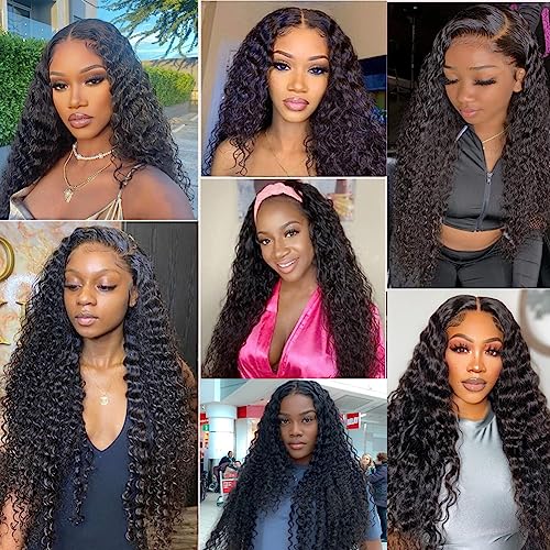 24 26 28 Inch Brazilian Deep Wave Human Hair Bundles Wet and Wavy Natural Black 3 Piece Set - Image 8