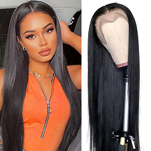 24 Inch 180 Density Straight Human Hair Lace Front Wig 13x6 HD Transparent Lace