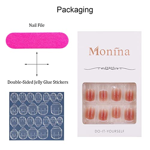 24-PCS French Press on Nails Short Fake Nails Blush Stain False Nails White Edge Fake Nails Burgundy Moose Pattern Fake Nails Glossy False Nails Full Cover Acrylic Nails for Women & Girls - Image 5