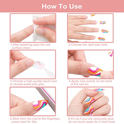 24-PCS French Press on Nails Short Fake Nails Blush Stain False Nails White Edge Fake Nails Burgundy Moose Pattern Fake Nails Glossy False Nails Full Cover Acrylic Nails for Women & Girls - Image 6