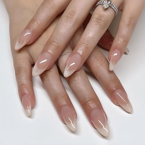 24 Pcs Nude Gradient French Tip Press-On Nails for Easy Nail Art at Home