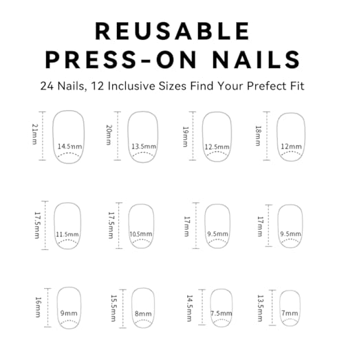 24 Pcs Short Oval Press on Nails Pink Purple Almond French Chrome Design - Image 7