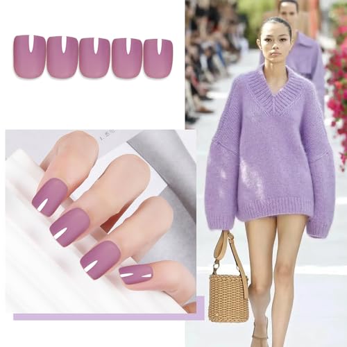 SHANRUN 24 Pcs Short Square Ombre Gel Press on Nails with File and Glue Kit - Image 3