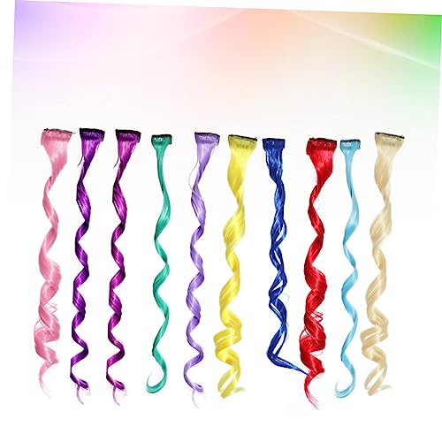 24 Pcs Women Colored Wigs Rainbow Wigs Multi-colors Highlights Clip Straight Highlight Hairpieces Wigs Colored Curly Human Hair Wig Women's Wigs One Piece Miss Hair Extensions - Image 2