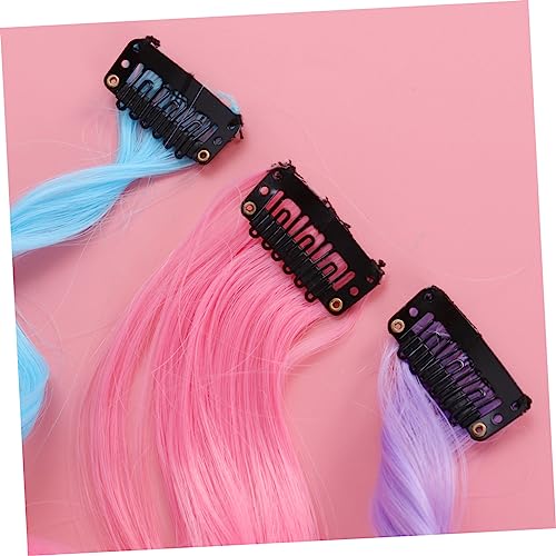 24 Pcs Women Colored Wigs Rainbow Wigs Multi-colors Highlights Clip Straight Highlight Hairpieces Wigs Colored Curly Human Hair Wig Women's Wigs One Piece Miss Hair Extensions - Image 9