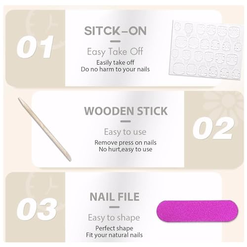 24 Piece Medium Coffin Acrylic Press On Nails Orange Marble Print for Women - Image 4