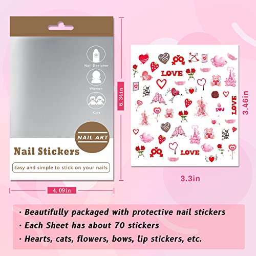 24 Sheets Valentine's Day Cartoon Nail Art Stickers for Women & Girls - Image 2