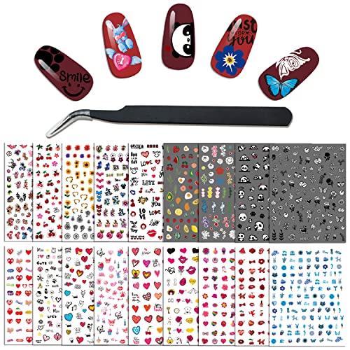 24 Sheets Valentine's Day Cartoon Nail Art Stickers for Women & Girls