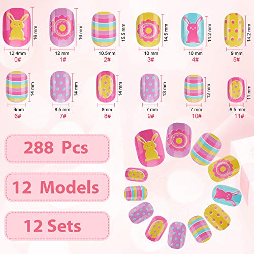 240 Pieces Press on Nails for Kids Girls with Cartoon Gradient Short Nail Tips - Image 6