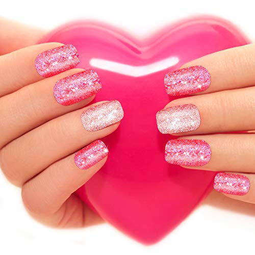 240 Pieces Square Press on Nails Medium False Nail Full Cover Artificial Fake Nail Colorful Acrylic Nail Tip Kit for Art Salon DIY (Glitter Pattern) - Image 3