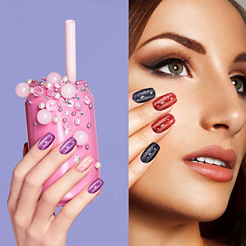 240 Pieces Square Press on Nails Medium False Nail Full Cover Artificial Fake Nail Colorful Acrylic Nail Tip Kit for Art Salon DIY (Glitter Pattern) - Image 6