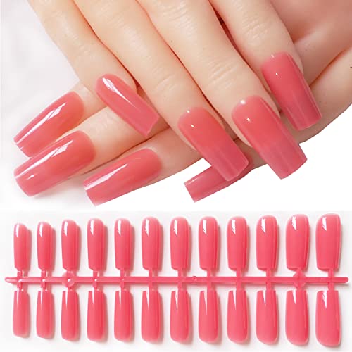 240pc Square False Nails Set Soft Gel Acrylic Nail Tips Full Cover Colored Artificial Fingernails Fake Nails Nail Extension Building Manicure Decor