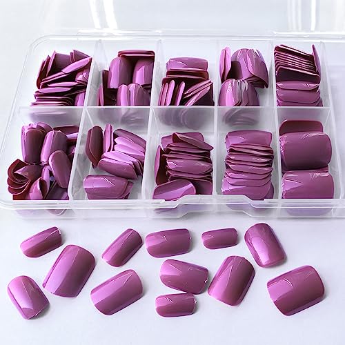 240pcs Short Press on Nails Grape Full Cover Short Square Fake Nails Glossy Acrylic Artificial False Nail Tips with 5 Sheets Adhesive Glue Tabs for Women and Girls - Image 7