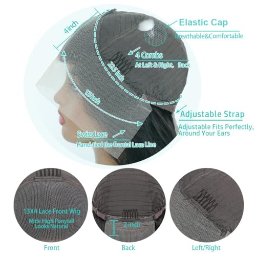 24Inch Deep Wave Lace Front Wigs Human Hair-13x4 HD Transparent Deep Wave Frontal Wigs Human Hair Glueless Curly Wigs for Women 180% Density Curly Lace Front Wigs Human Hair Pre Plucked with Baby Hair - Image 4