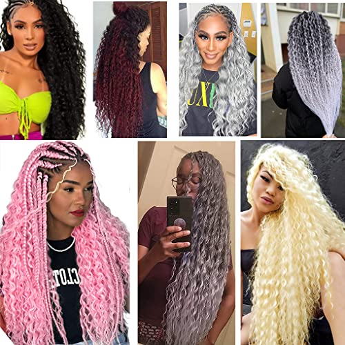 24inch Ocean Wave Braiding Hair Extensions 3packs Long Deep Curly Wave Braid Hair Synthetic Twist Ripple Crochet Deep Wave Braids Hair for Women 100g/pack(24",Brown) - Image 6
