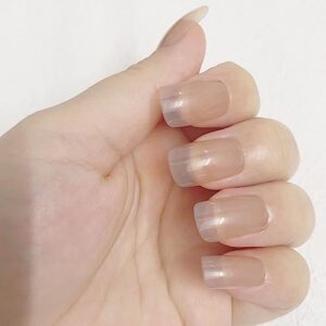 24pcs Glossy Semi-Translucent Brown Square Press on Nails for Women and Girls