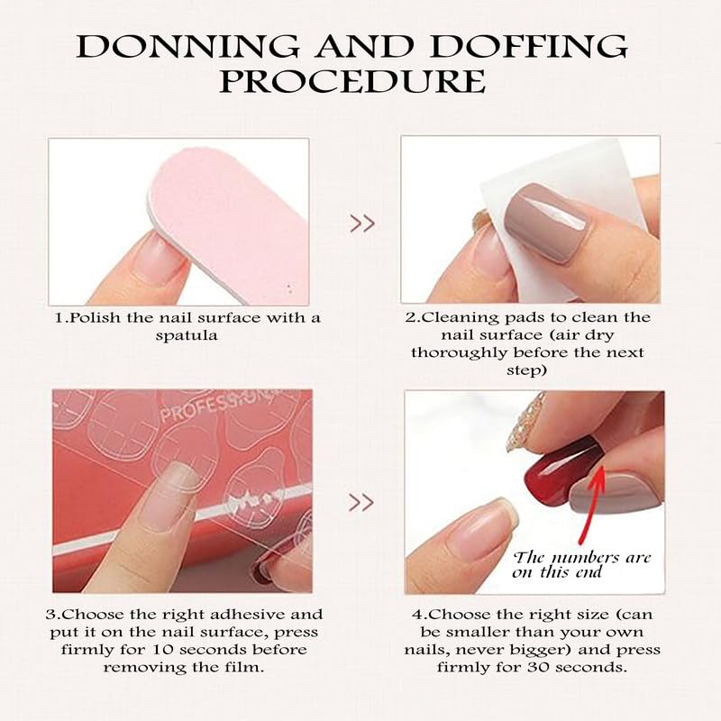 24Pcs Press on Nails Medium-length Kits 12 Sizes French Nail Tip Square Full Cover with Nail Tools,Reusable UV Finish Full Cover Stick on Nails for Women Girls (Smoky Gray Gradient French) - Image 7