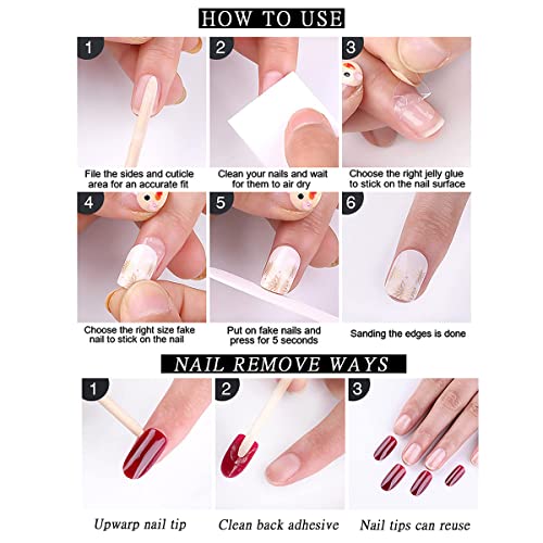 24Pcs Press on Nails Short Square Independence Day Acrylic Nails Glue on Nails July 4 Decorations Fake Nails with Red White Blue Skeleton Design Full Cover False Nails Stick on Nails for Women Girls - Image 6