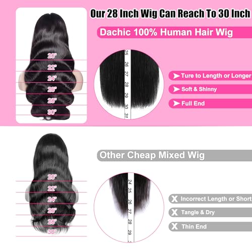 250% Density 13x6 Body Wave HD Lace Front Wigs Human Hair Pre Plucked Glueless Human Hair Lace Front Wigs Body Wave Frontal Wigs Human hair Natural Color with Baby Hair Free Part 28 Inch - Image 4