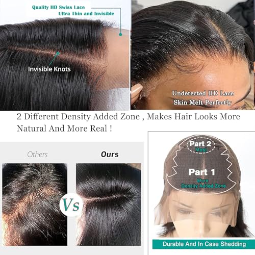 250 Density Body Wave Lace Front Wigs Human Hair Pre Plucked with Baby Hair Glueless Human Hair Wigs for Women 13x4 HD Transparent Lace Front Wigs with Natural Hairline 24 Inch - Image 4