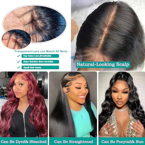 250 Density Body Wave Lace Front Wigs Human Hair Pre Plucked with Baby Hair Glueless Human Hair Wigs for Women 13x4 HD Transparent Lace Front Wigs with Natural Hairline 24 Inch - Image 5