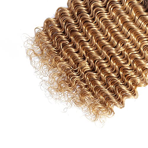 26 28 30 Inch 1B27 Human Hair 3 Bundles Ombre Honey Blonde Deep Wave Bundles Brazilian Remy Human Hair Bundles Hair Weaves Double Weft Honey Blonde Hair Bundles For Women - Image 6