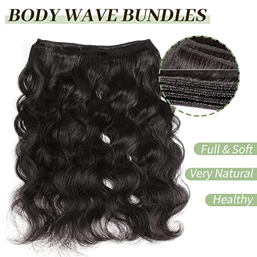 26 28 30 Inch Body Wave Bundles Human Hair 3 Bundles 100% Unprocessed Brazilian Virgin Human Hair Weave Bundles Body Wave Hair Extensions Natural Color, 1.0 Count - Image 3